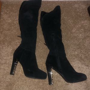 FERGIE Spiked Black Knee High Boots